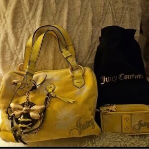 Juicy Couture Yellow Satchel and Pouch Set
